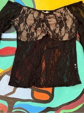 Y2K Diva Black Lace Women's Open Belly Crop Top Whimsigoth Grunge